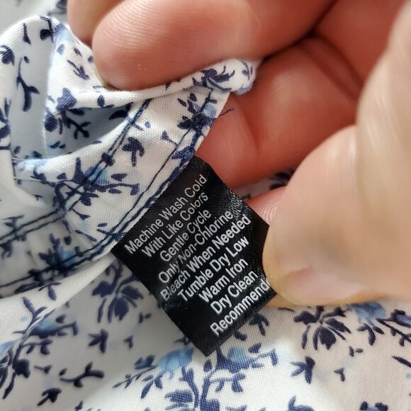 Detailed Button Down Shirt Blue White Size XL - Picture 9 of 12